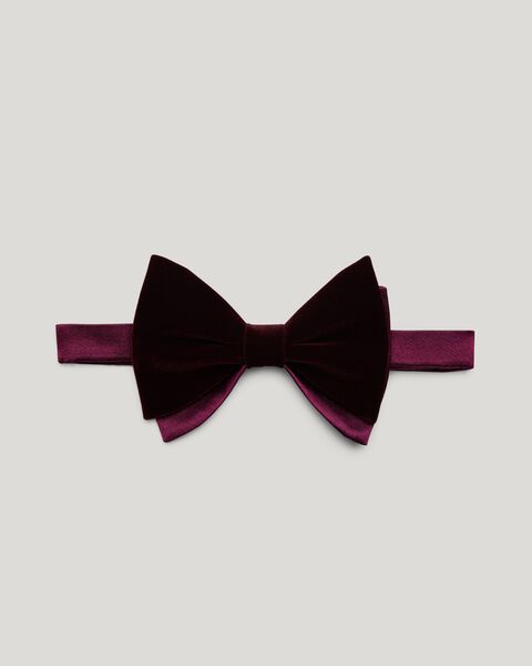 Velvet & Silk Satin Bow Tie, Burgundy, hi-res